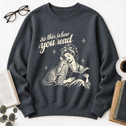 How You Read Abyssinian Softstyle Sweatshirt | Cozy Cat Lover Reader Gift Dark Heather