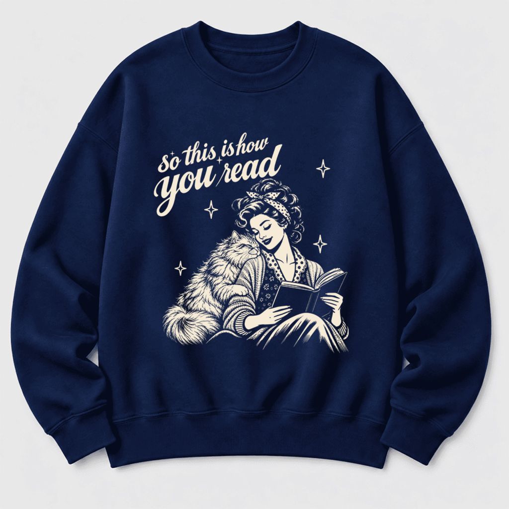 How You Read Persian Softstyle Sweatshirt | Cozy Cat & Book Lover Gift Navy