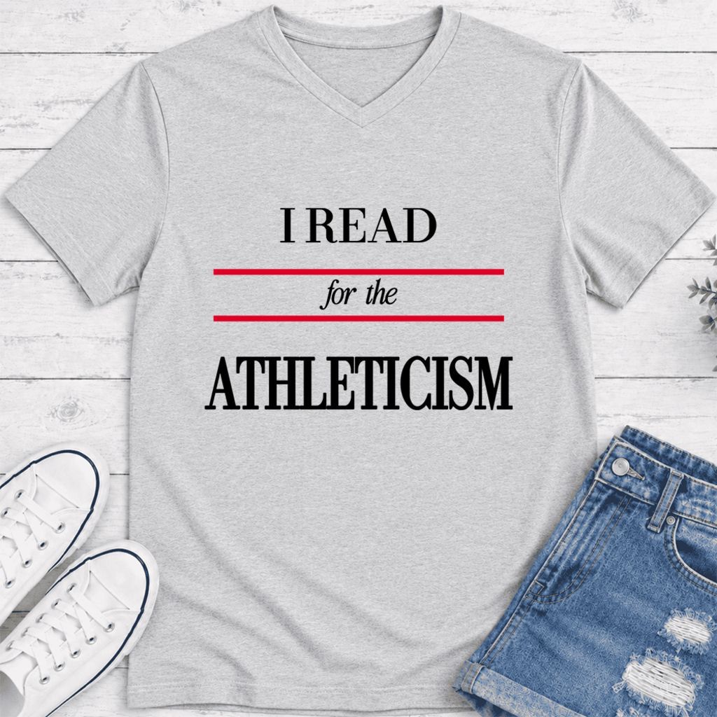 I Read For The Athleticism Ultra-Soft V-Neck | Reader Gift Ash