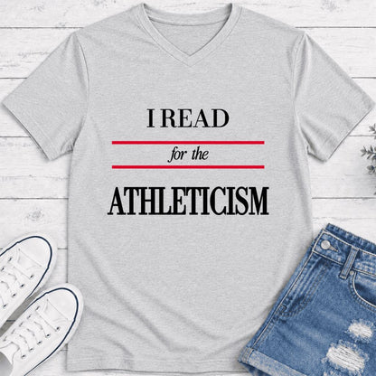 I Read For The Athleticism Ultra-Soft V-Neck | Reader Gift Ash