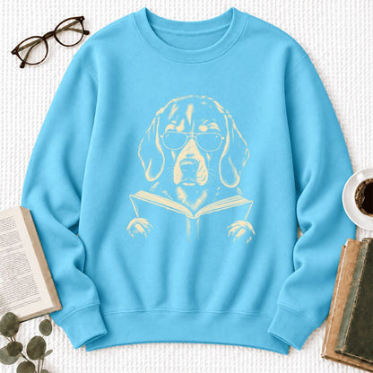 Beagle Reading Book Softstyle Sweatshirt | Dog Mom Reader Gift Sky