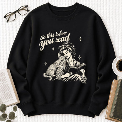 How You Read Devon Rex Softstyle Sweatshirt | Cozy Cat Lover & Reader Gift Black