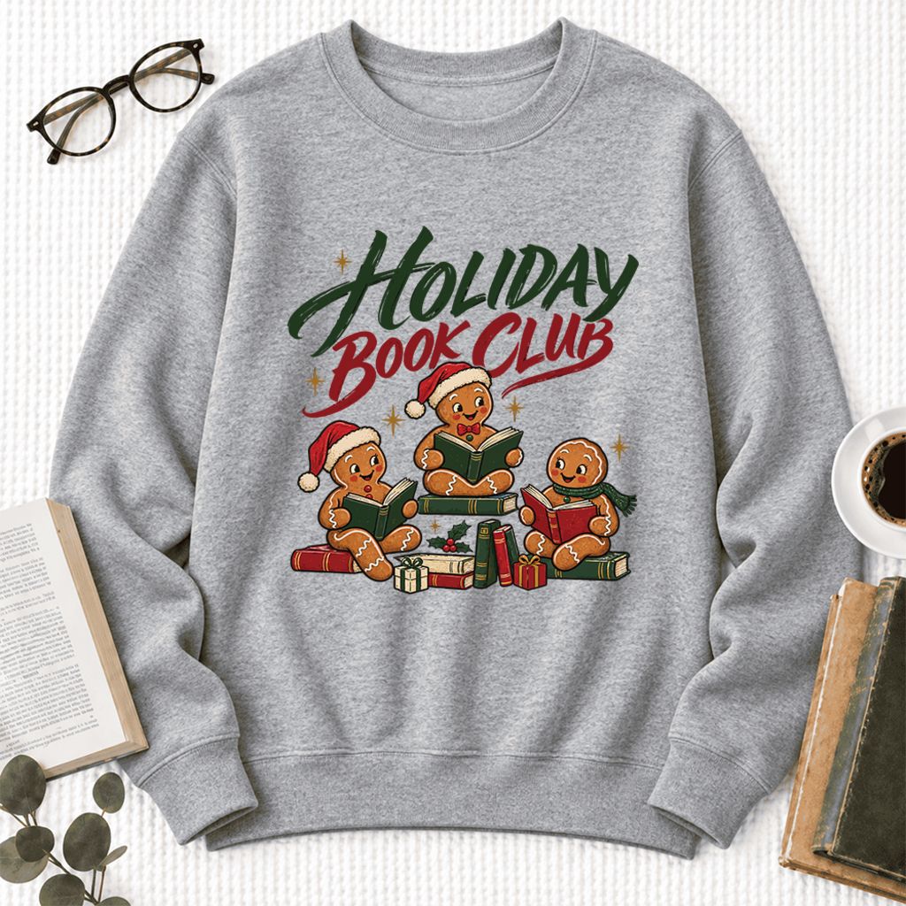 Holiday Book Club Softstyle Sweatshirt | Christmas Book Club Gift Sport Grey