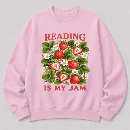 Reading Is My Jam Crewneck Sweatshirt | Reader Gift Light Pink