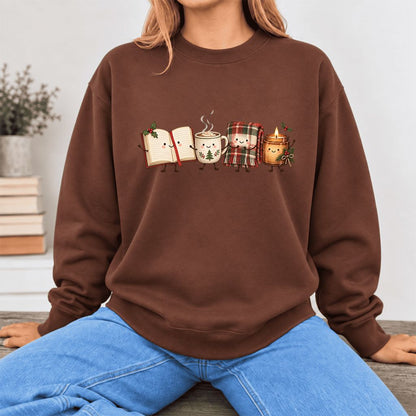 Christmas Cozy Club Softstyle Sweatshirt | Christmas Reader Gift Cocoa