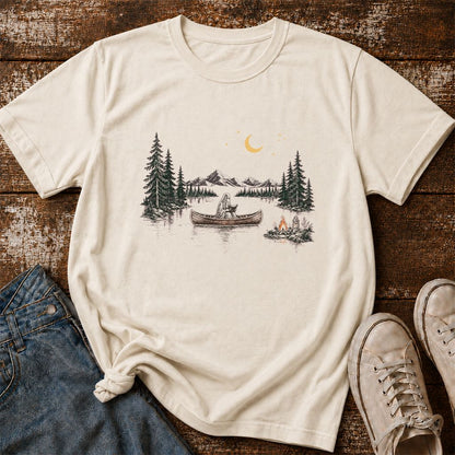 Reading Ghost On The Boat Printed T-Shirt | Spooky Book Lover Gift Natural