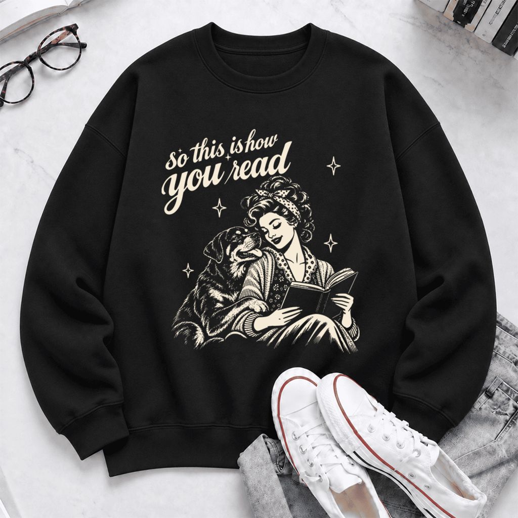 How You Read Rottweiler Softstyle Sweatshirt | Cozy Dog Mom Reader Gift Black