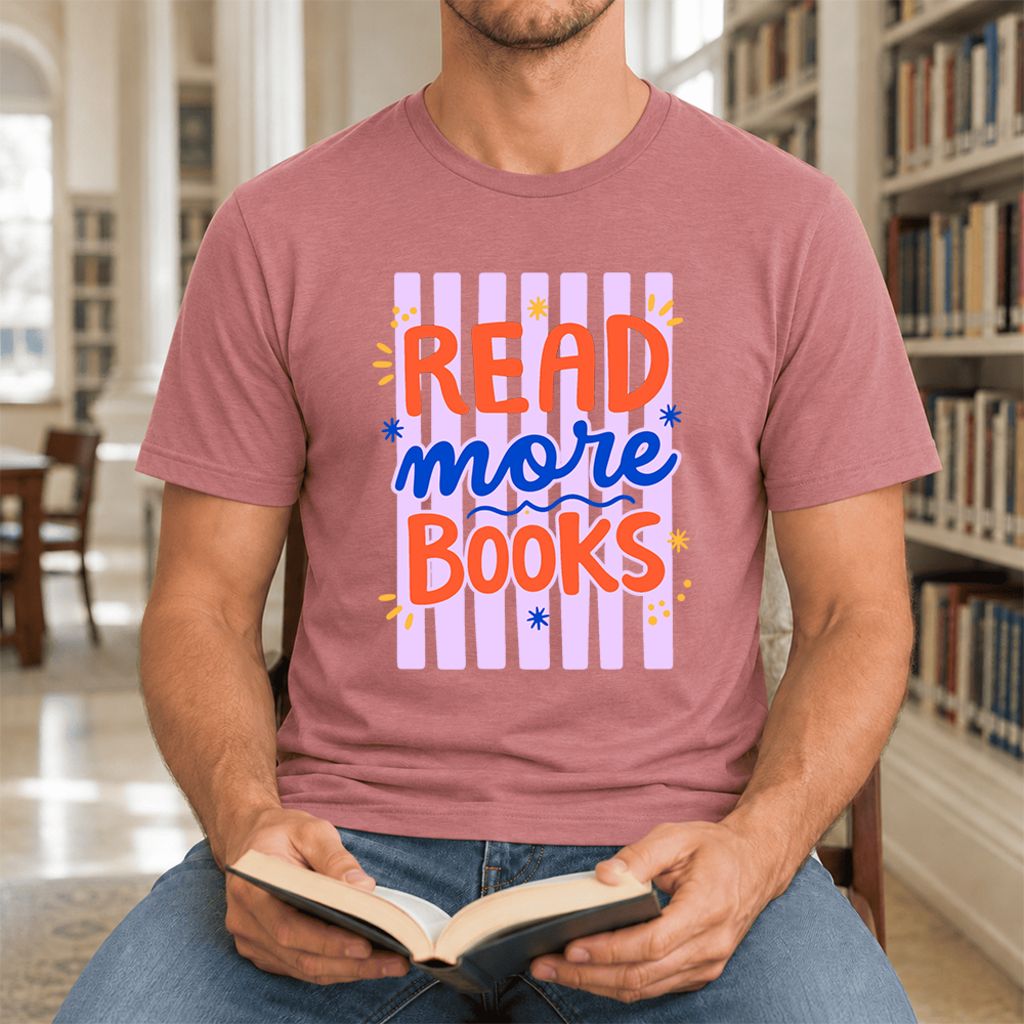 Read More Books Ultra-Soft Cotton T-Shirt | Reader Gift Mauve