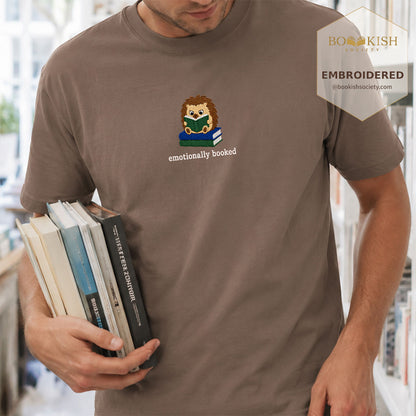 Emotionally Booked Embroidered Comfort Colors® T-shirt | Book Lover Gift Espresso
