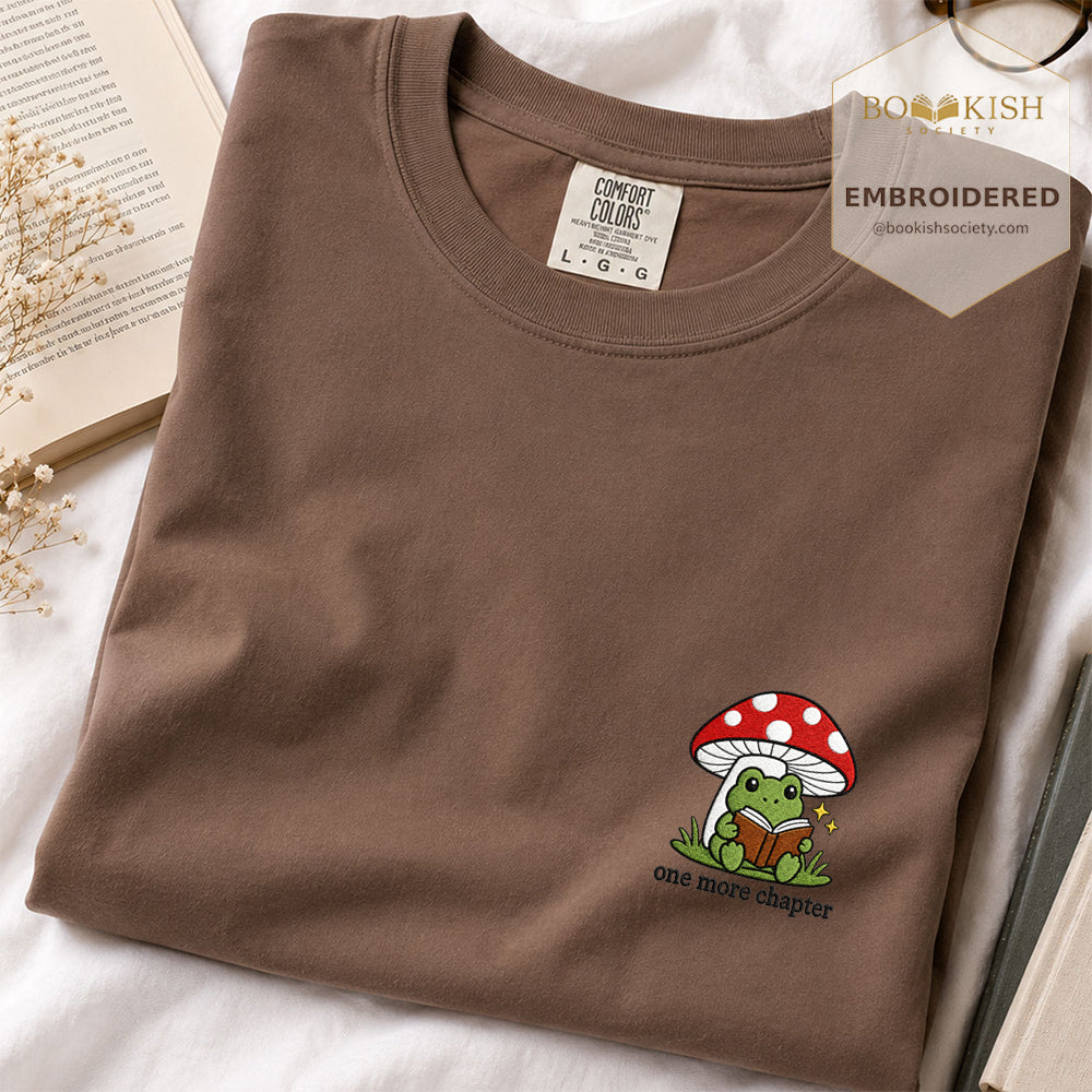 Embroidered One More Chapter Comfort Color ® T-shirt Book Lover Gift Espresso