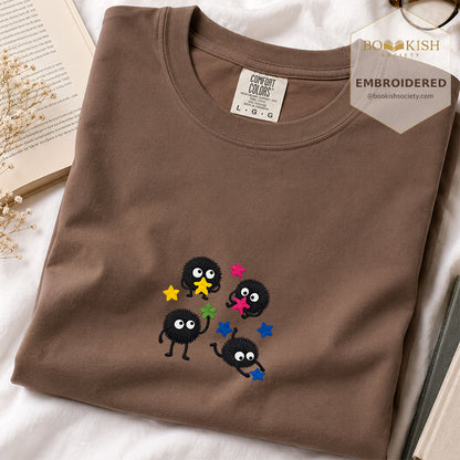 Embroidered Sprite Catching Star Candy Comfort Color ® T-shirt Book Lover Gift espresso