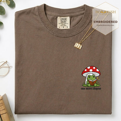 Embroidered One More Chapter Comfort Color ® T-shirt Book Lover Gift Espresso
