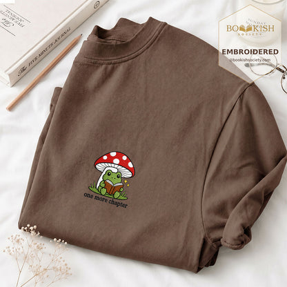 Embroidered One More Chapter Comfort Color ® T-shirt Book Lover Gift Espresso