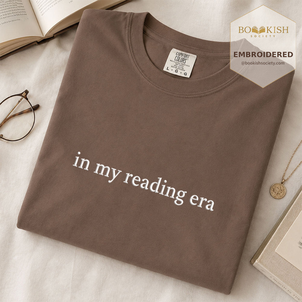 Embroidered In My Reading Era Comfort Color ® T-shirt Book Lover Gift Espresso