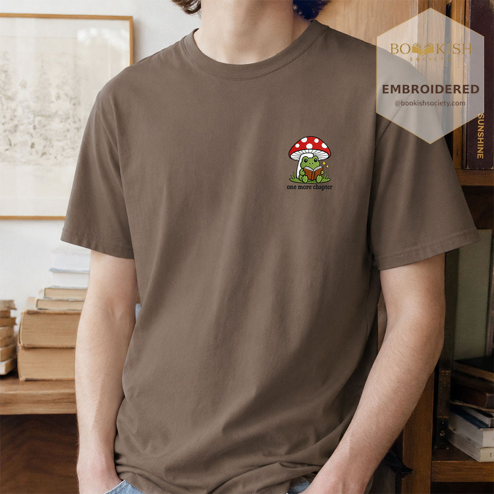 Embroidered One More Chapter Comfort Color ® T-shirt Book Lover Gift Espresso