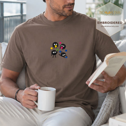 Embroidered Sprite Catching Star Candy Comfort Color ® T-shirt Book Lover Gift espresso