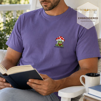 Embroidered One More Chapter Comfort Color ® T-shirt Book Lover Gift Grape