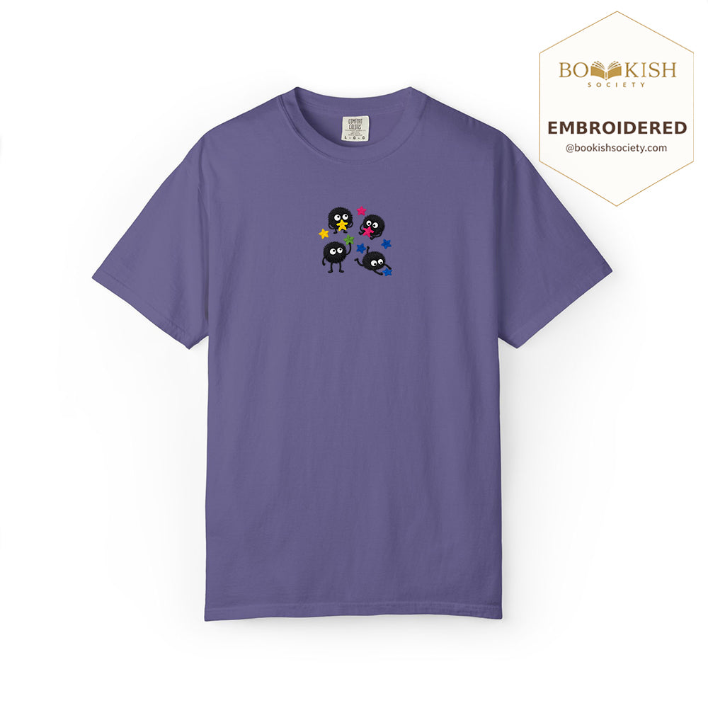 Embroidered Sprite Catching Star Candy Comfort Color ® T-shirt Book Lover Gift grape