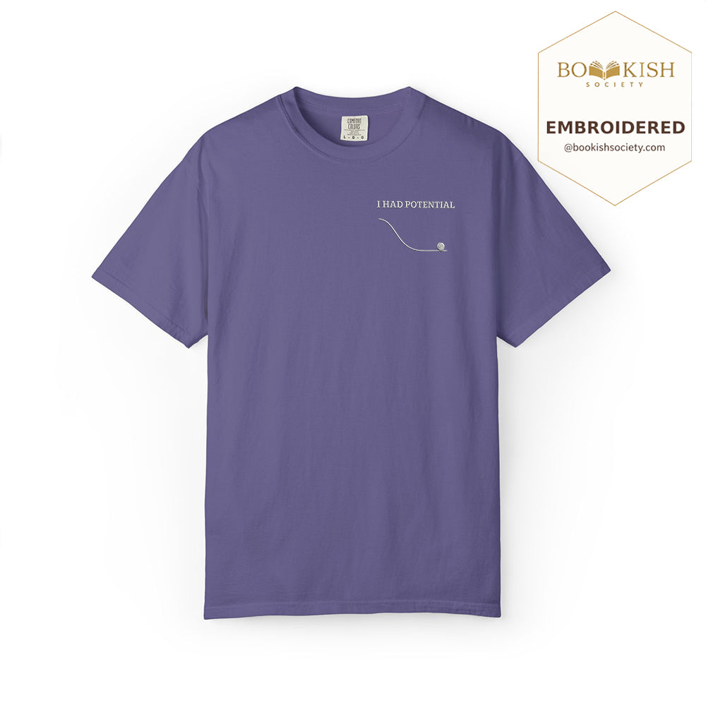 Embroidered I Had Potential Comfort Color ® T-shirt Book Lover Gift Grape