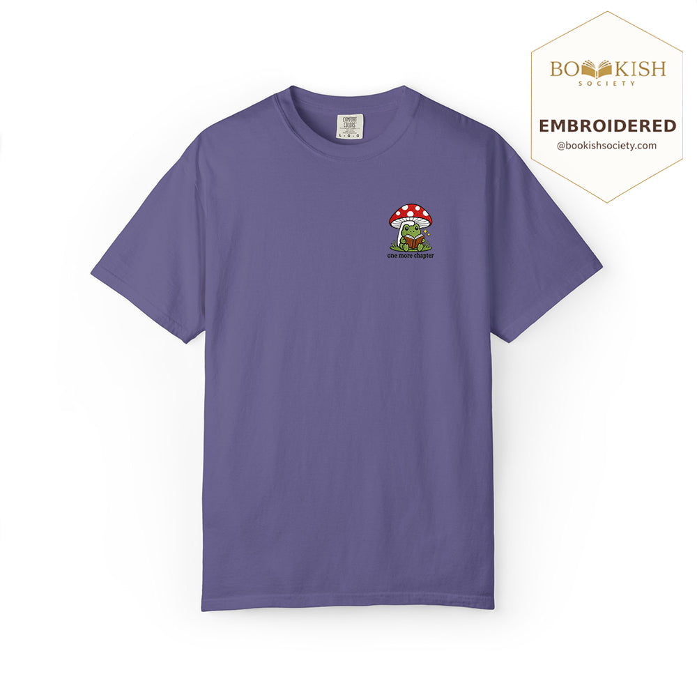 Embroidered One More Chapter Comfort Color ® T-shirt Book Lover Gift Grape