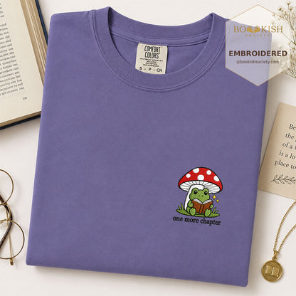 Embroidered One More Chapter Comfort Color ® T-shirt Book Lover Gift Grape