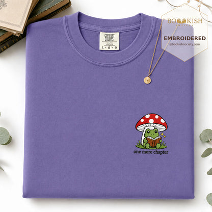 Embroidered One More Chapter Comfort Color ® T-shirt Book Lover Gift Grape