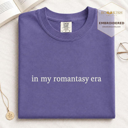 Embroidered in my fantasy romance era Comfort Color ® T-shirt Book Lover Gift Grape
