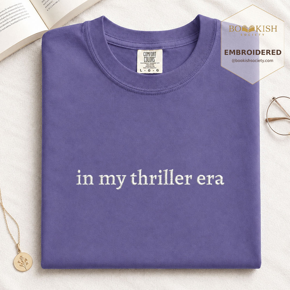 Embroidered In My Thriller Era Comfort Color ® T-shirt Book Lover Gift Grape