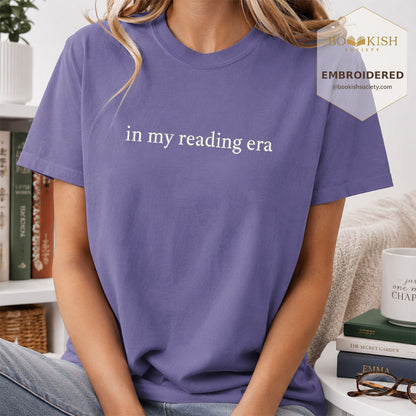 Embroidered In My Reading Era Comfort Color ® T-shirt Book Lover Gift Grape