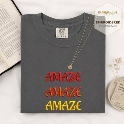 Embroidered Amaze Amaze Amaze Comfort Color ® T-shirt Book Lover Gift Graphite