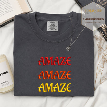 Embroidered Amaze Amaze Amaze Comfort Color ® T-shirt Book Lover Gift Graphite