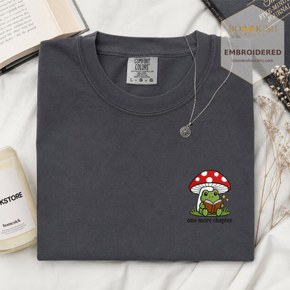 Embroidered One More Chapter Comfort Color ® T-shirt Book Lover Gift Graphite
