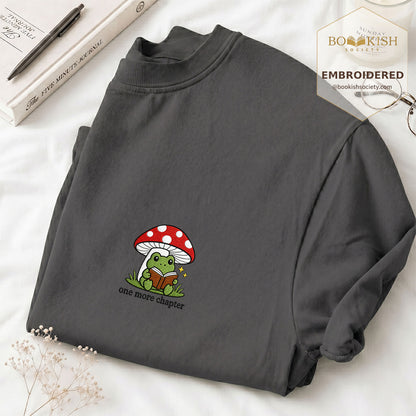 Embroidered One More Chapter Comfort Color ® T-shirt Book Lover Gift Graphite