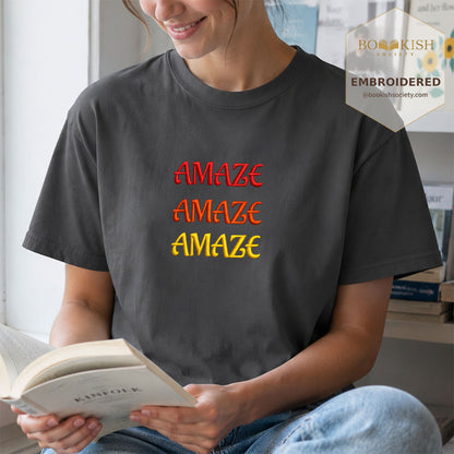 Embroidered Amaze Amaze Amaze Comfort Color ® T-shirt Book Lover Gift Graphite