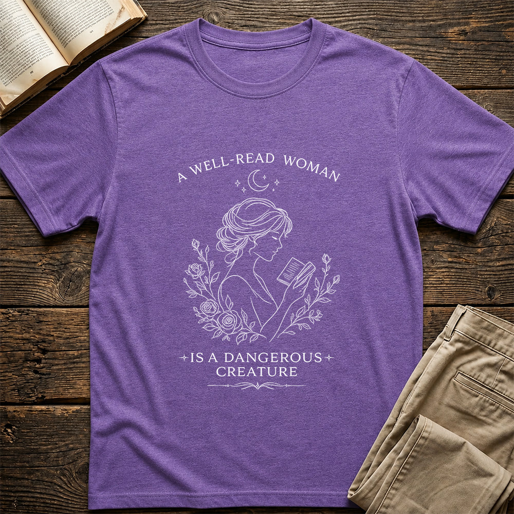 A Well Read Woman Softstyle T-Shirt | Book Lover Gift Heather Purple