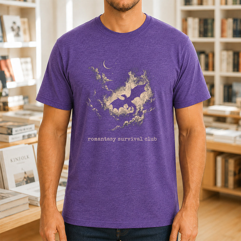 Fantasy Dragon Clouds Softstyle T-Shirt | Book Lover Gift Heather Purple