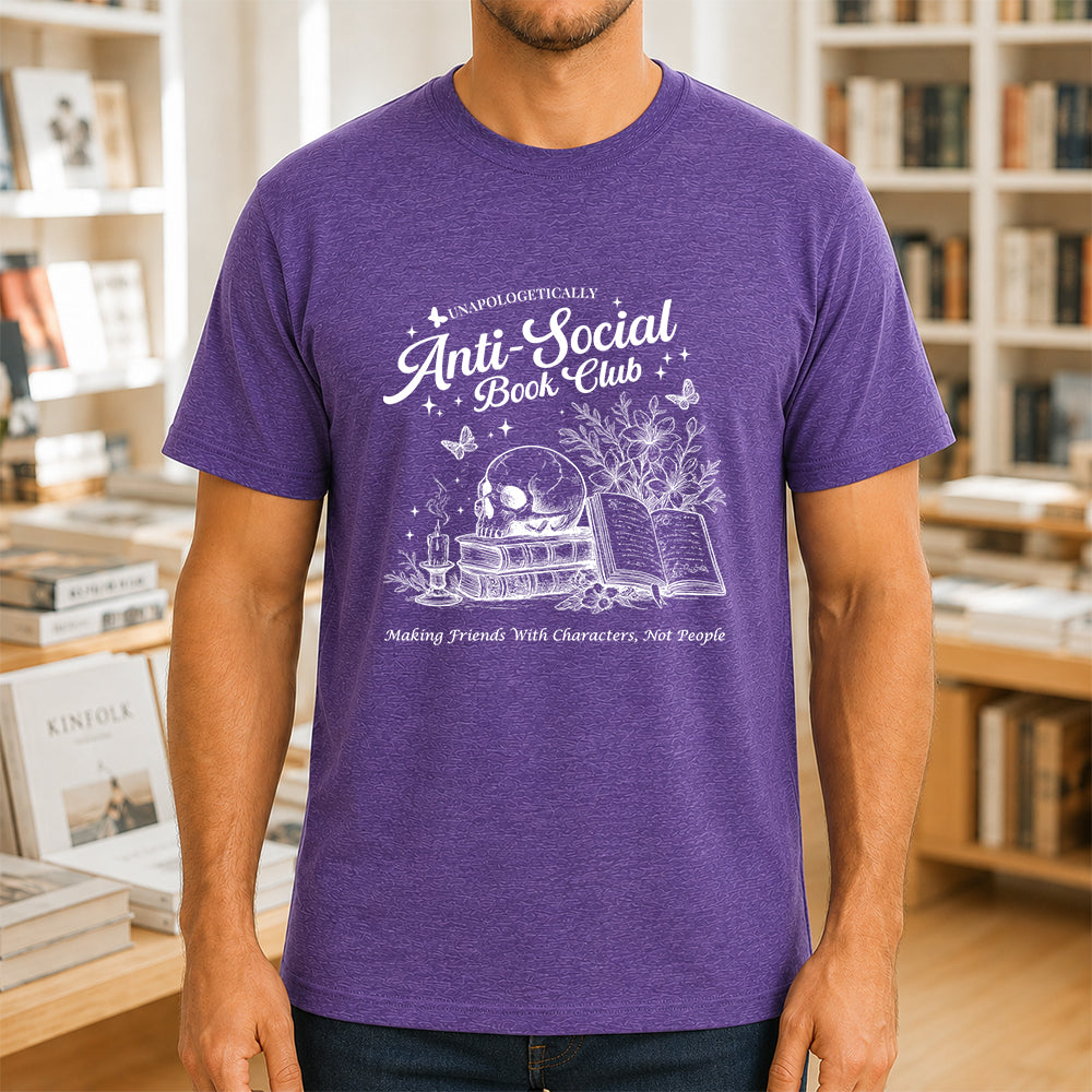 Anti-Social Book Club Softstyle T-Shirt | Book Lover Gift Heather Purple