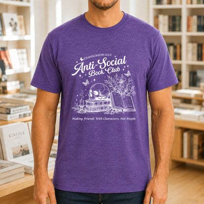 Anti-Social Book Club Softstyle T-Shirt | Book Lover Gift Heather Purple