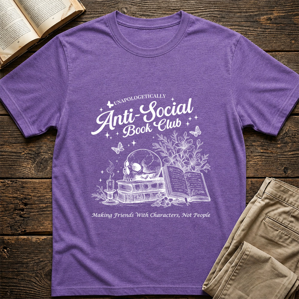 Anti-Social Book Club Softstyle T-Shirt | Book Lover Gift Heather Purple