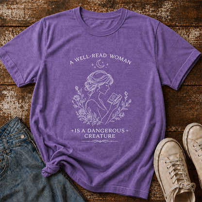 A Well Read Woman Softstyle T-Shirt | Book Lover Gift Heather Purple