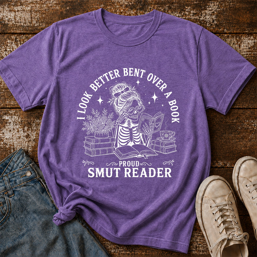 I Look Better Bend Over A Book Softstyle T-Shirt | Book Lover Gift Heather Purple