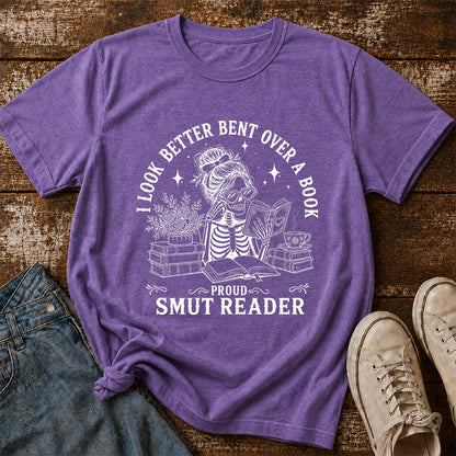 I Look Better Bend Over A Book Softstyle T-Shirt | Book Lover Gift Heather Purple