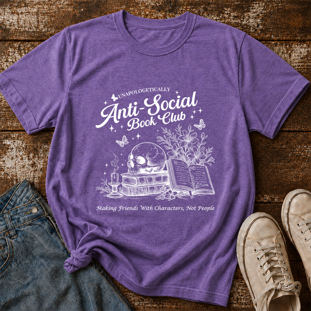 Anti-Social Book Club Softstyle T-Shirt | Book Lover Gift Heather Purple