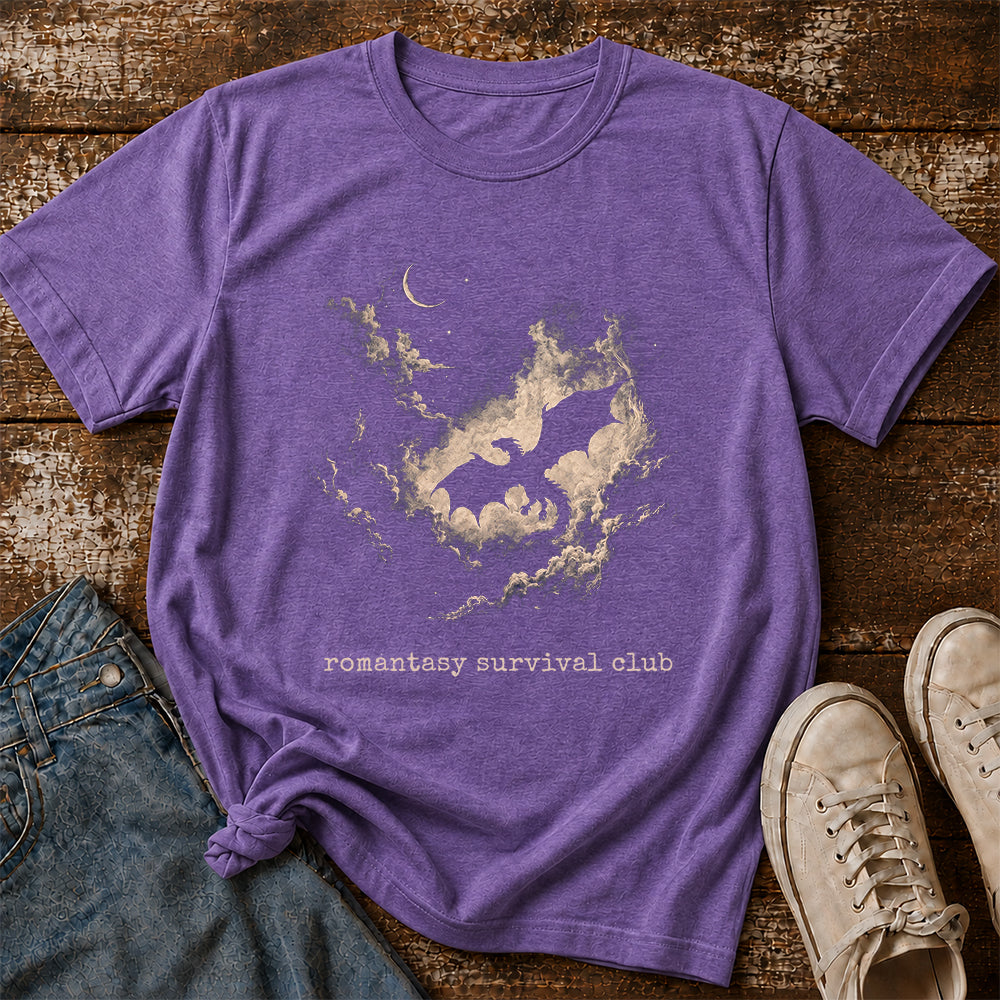 Fantasy Dragon Clouds Softstyle T-Shirt | Book Lover Gift Heather Purple