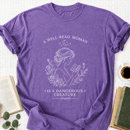 A Well Read Woman Softstyle T-Shirt | Book Lover Gift Heather Purple