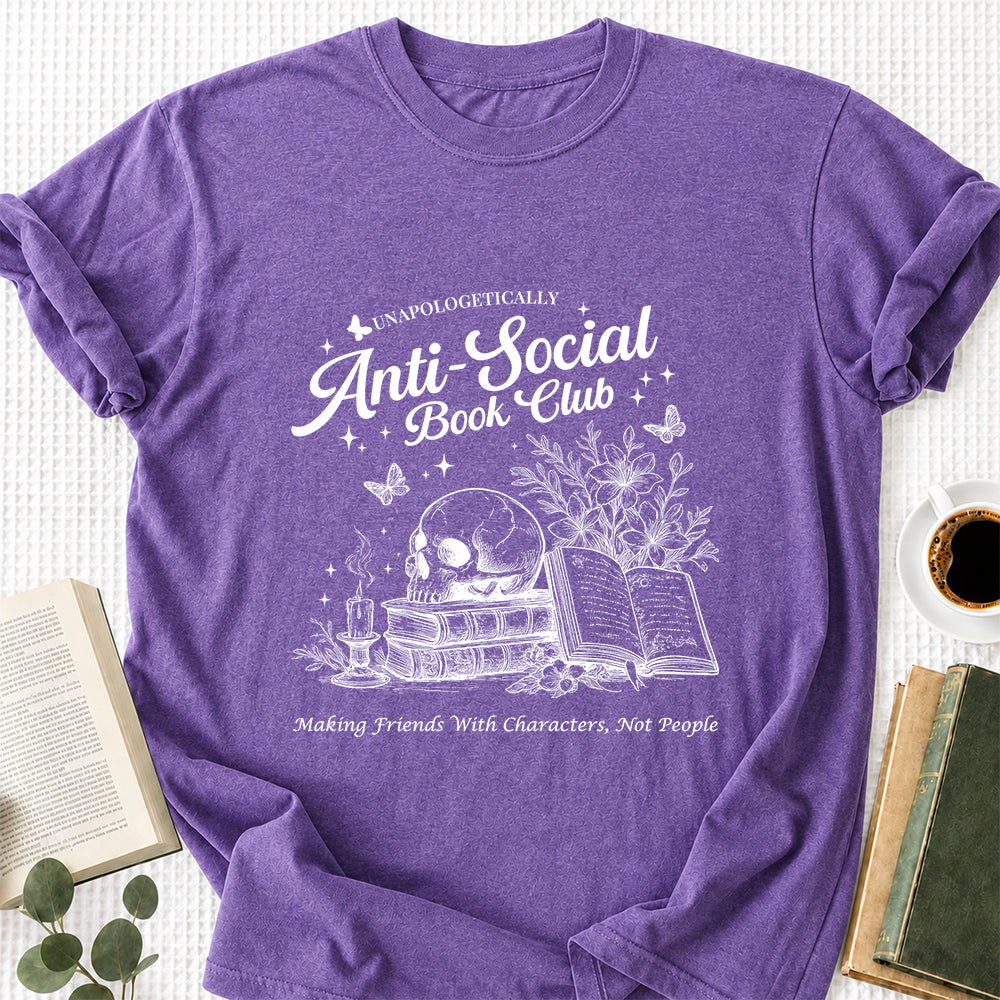 Anti-Social Book Club Softstyle T-Shirt | Book Lover Gift Heather Purple