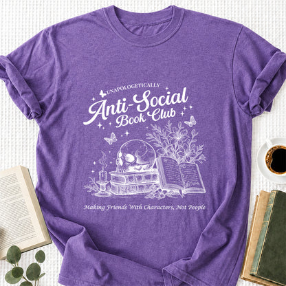 Anti-Social Book Club Softstyle T-Shirt | Book Lover Gift Heather Purple