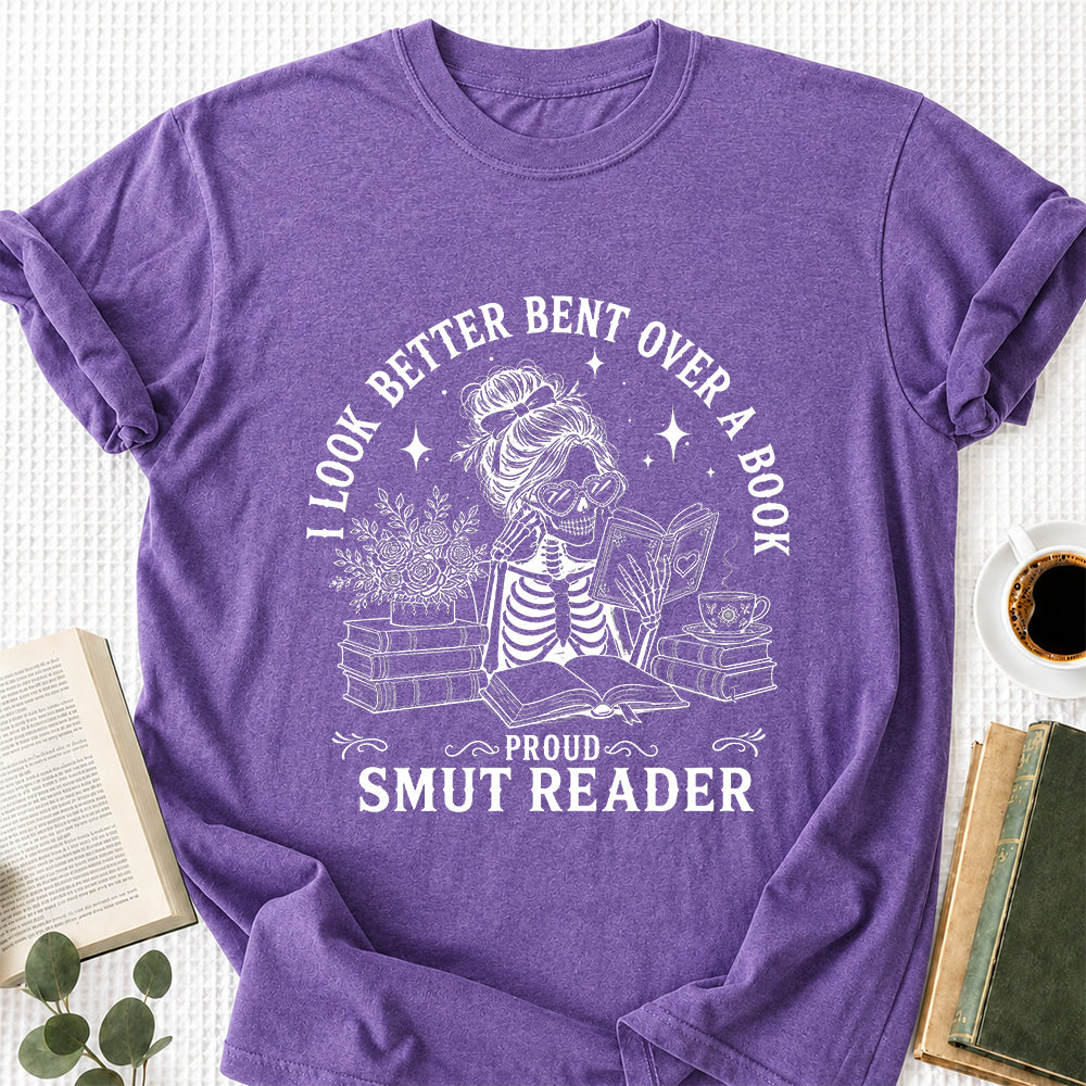 I Look Better Bend Over A Book Softstyle T-Shirt | Book Lover Gift Heather Purple