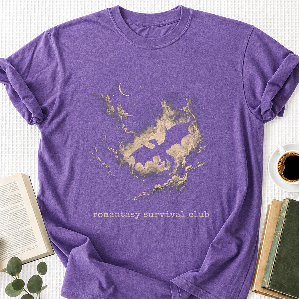 Fantasy Dragon Clouds Softstyle T-Shirt | Book Lover Gift Heather Purple