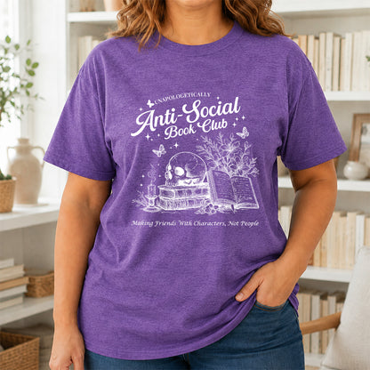 Anti-Social Book Club Softstyle T-Shirt | Book Lover Gift Heather Purple